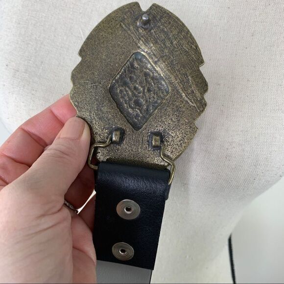 Bronze Color Brass Buckle w/Turquoise and Black‎ - Picture 8 of 13